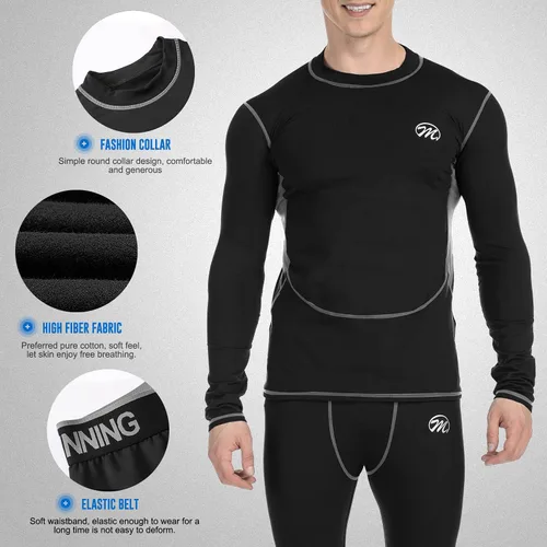 Miniatura 3 de Conjunto de ropa interior térmica para hombre, capa base de compresión, ropa de invierno con forro polar largo, ropa de correr y esquiar