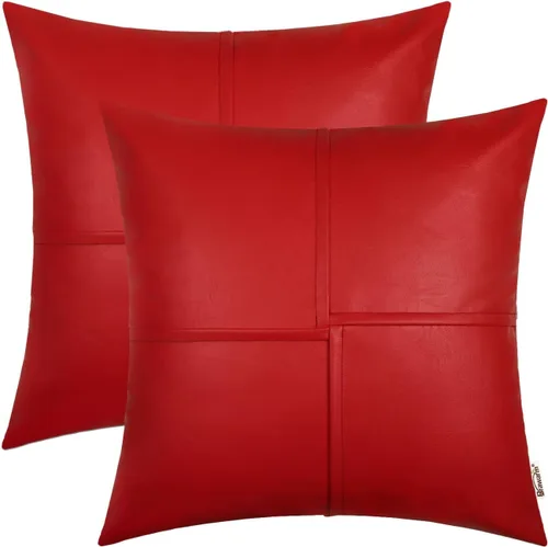 Miniatura 15 de BRAWARM Fundas de almohada de tiro de cuero sintético de 18 x 18 pulgadas, fundas de almohada de cuero marrón foca paquete de 2, almohadas Sello