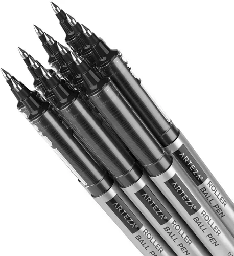 Miniatura 5 de Arteza Bolígrafos Rollerball, paquete de 40, bolígrafos de tinta líquida negra de 0.020 in para diario de viñetas, bolígrafo de punta fina, Negro