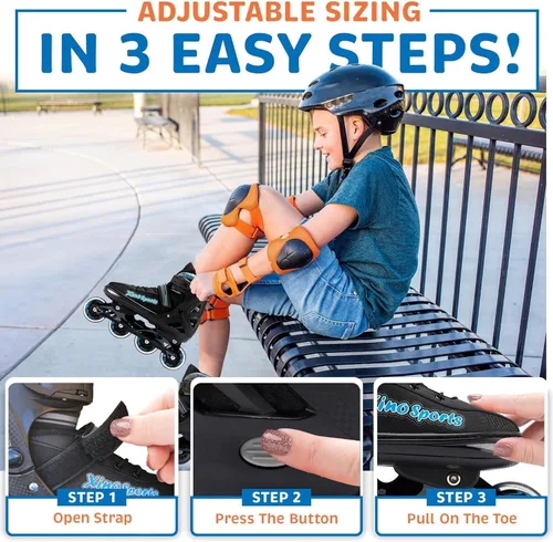 Miniatura 5 de XINO SPORTS Combo 2 en 1, Patines para niños Patines en línea - Patines intercambiables con luz LED para niños de 6 a 12 años, adolescentes y Gris