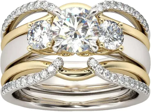 Anillos de boda estéticos para mujeres, adolescentes, niñas, mujeres, anillos de cristal para mujeres y hombres, juego de anillos retro de talla de
