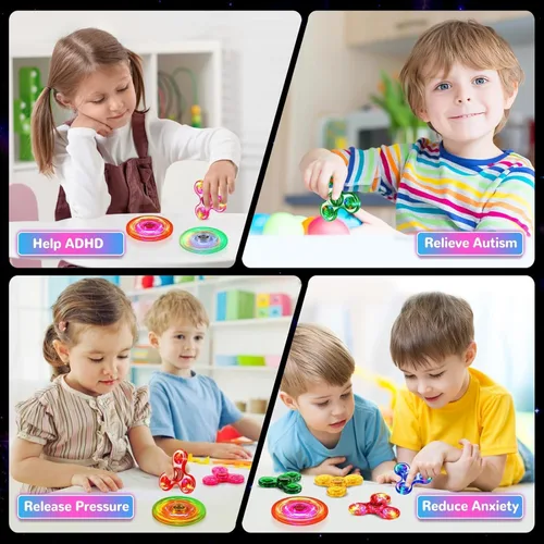 Miniatura 5 de Gigilli Fidget Spinners para Niños Paquete de 2, Juguetes Fidget Sensoriales con Luz para Adultos Niño 4-8-12, Brillan en la Oscuridad Juguetes TDAH