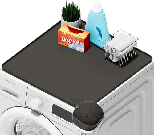 Miniatura 18 de SEIRI 2 piezas Cubiertas y Tapetes para Lavadora y Secadora para la Parte Superior, 26'' x 18'' Tapete Protector Superior de Silicona para Secadora