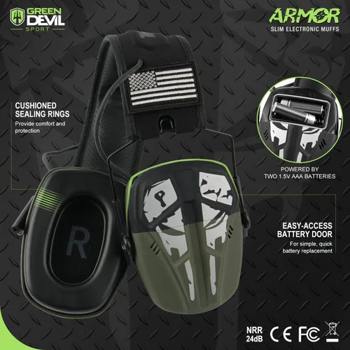 Miniatura 2 de GREEN DEVIL Disparo Protección auditiva Reducción de ruido electrónico Protección auditiva Orejeras Auriculares para pistola de caza