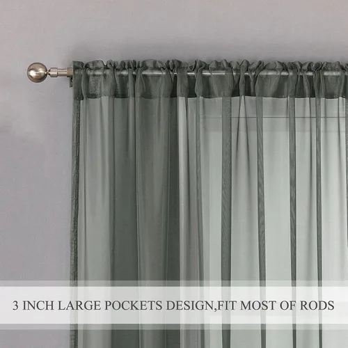 Miniatura 3 de JUSPURBET 2 cortinas traslúcidas para ventana, panel de cortina semitransparente sólido de lujo para sala de estar, dormitorio al aire libre, 59 x