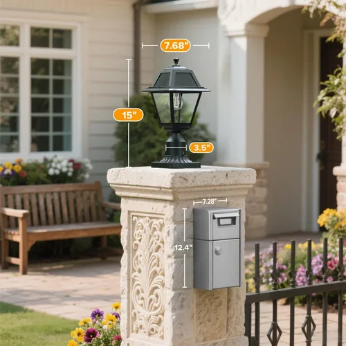 Miniatura 2 de LUTEC Luz de Poste Solar LED, Luz de Poste de Lámpara Solar de Aluminio Fundido, Cabezal de Luz de Poste Impermeable del Atardecer al Amanecer, 200