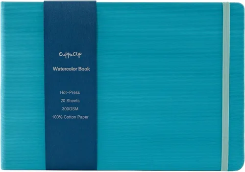 Miniatura 11 de CuppaClip Papel de acuarela de algodón prensado en caliente con bolsillo interior, cuaderno de bocetos de acuarela, diario como cuaderno de viaje