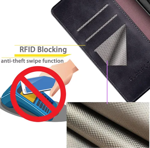 Miniatura 2 de SUANPOT Funda tipo cartera para Samsung Galaxy A03S 【Bloqueo RFID】 Titular de la tarjeta de crédito, Libro de folio con tapa Funda de cuero PU