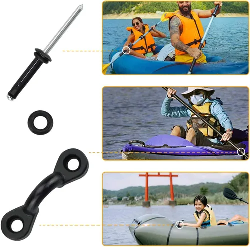 Miniatura 8 de HLOGREE Paquete de 2/4 asas para kayak, mango de transporte de kayak con remaches, asas de repuesto para kayak, asas de kayak para Naranja - 4 asas