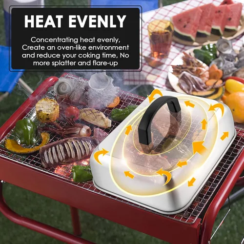 Miniatura 5 de Joyfair - Cubierta para hilvanar quesos de 9 pulgadas (rectangular), tapa de acero inoxidable para fundir, parrilla superior plana, accesorios