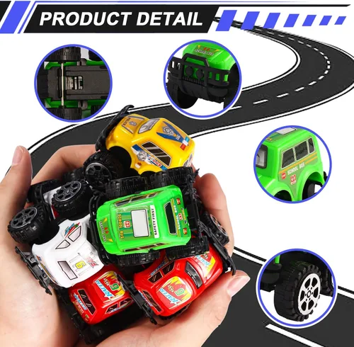 Miniatura 3 de Manmel Paquete de 12 Autos de Retroceso para Niños, Mini Vehículos de Carreras a Granel, Juguetes de Camión Monstruo, Recuerdos de Fiesta para Niños