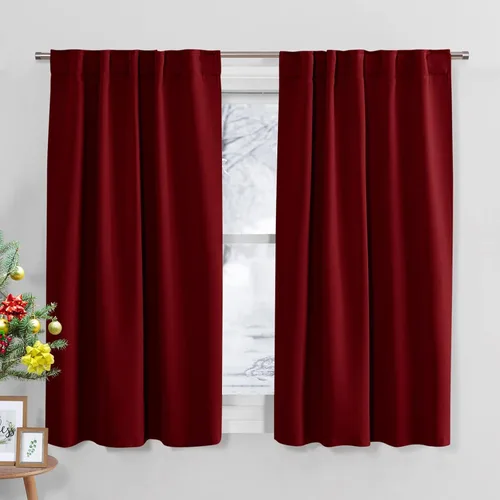 Miniatura 104 de PONY DANCE Cortinas cortas con aislamiento térmico para ventana pequeña, para guardería, baño, cocina, lavandería, caravana, sótano, 29 pulgadas