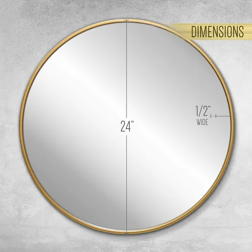 Miniatura 7 de Espejo de pared circular dorado de 24 pulgadas, espejo de pared redondo para entradas, baños, salas de estar y más (dorado, 24 pulgadas)