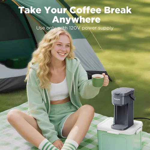 Miniatura 6 de Tastyle Cafetera de Una Sola Porción para Una Taza, para Cápsulas K y Café Molido, Mini Cafetera con Asa Portátil, Tamaño de Preparación de 6 a 12