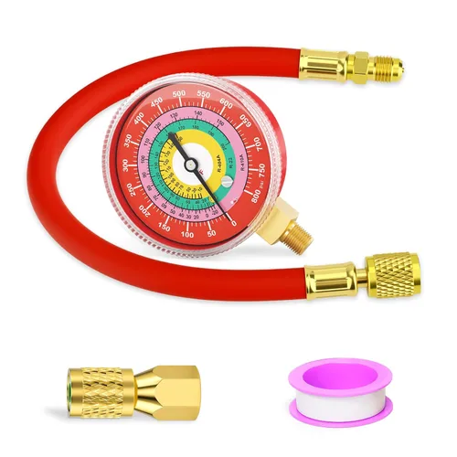 Miniatura 10 de MEANLIN MEASURE Medidor de presión de refrigeración, 1/8" NPT, 0-800Psi, 2-3/4" dial, R-404A, R-22, R-410A, grado F, con 1/4" NPT y 3/8" NPT buje