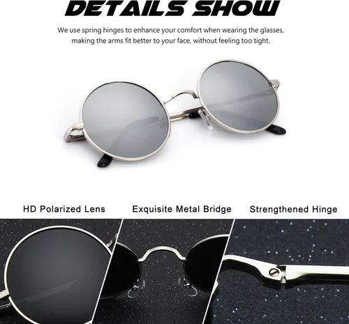 Miniatura 40 de CGID Gafas de sol unisex polarizadas redondas E01 Lennon