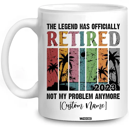 Miniatura 22 de WHIDOBE Taza de jubilación divertida personalizada con texto en inglés "Retired Not My Problem Any", taza para mujeres, hombres, papá, mamá, taza