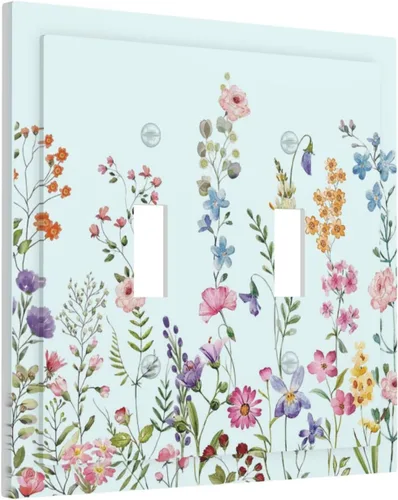 Miniatura 49 de Placa Cubierta de Interruptor de Luz de Palanca Individual con Diseño de Flor Botánica en Tablero de Madera Rústico Estilo Granja - Placa de Pared