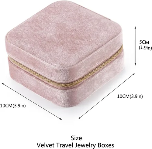 Miniatura 5 de Joyero de viaje de terciopelo de felpa, pequeño joyero de viaje, caja de joyería portátil, mini organizador de viaje, caja de almacenamiento