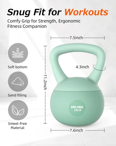 Miniatura 4 de Soft Kettlebell, Safe Strength Training Kettle bell, Cushioned Impact-Resistant Base and Anti-Slip Grip Weight, Kettlebells Set for Home Workouts