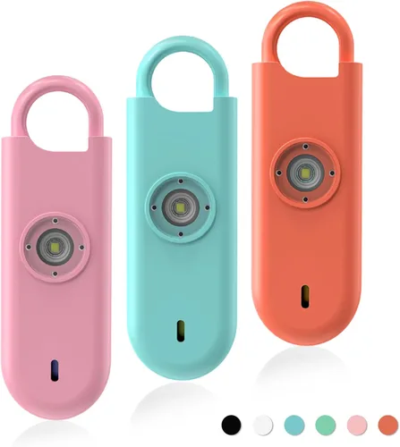 Miniatura 12 de Fauxomor Alarma de Seguridad Personal de 140dB para Mujeres, Paquete de 9 Alarmas de Protección Seguras Llavero con Luz Estroboscópica y Aviso