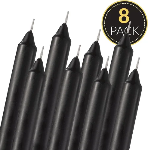 Miniatura 2 de Candelabros rectos negros – Paquete de 8 velas negras recubiertas de 6 pulgadas – Velas sin perfume de 5 horas de duración para Halloween