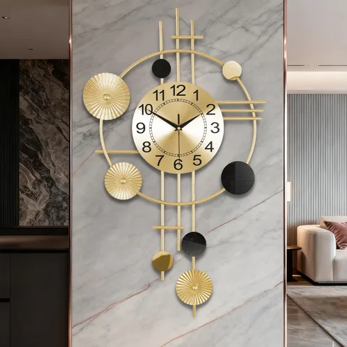 Miniatura 12 de Reloj de pared grande para sala de estar, silencioso, sin tictac, funciona con pilas, reloj de pared redondo y moderno de gran tamaño para dorado
