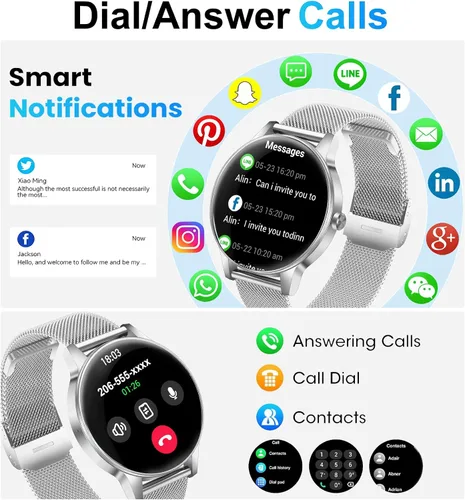 Miniatura 2 de Relojes inteligentes para mujer, rastreadores de actividad de 1.27 pulgadas con llamadas Bluetooth (respuesta y marca), frecuencia cardíaca, sueño