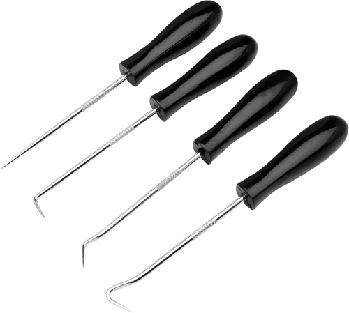 Performance Tool 1103 Juego de 4 ganchos y púas - Marca metal o plástico, cableado separado, quitar fusibles, recoger piezas pequeñas y arandelas