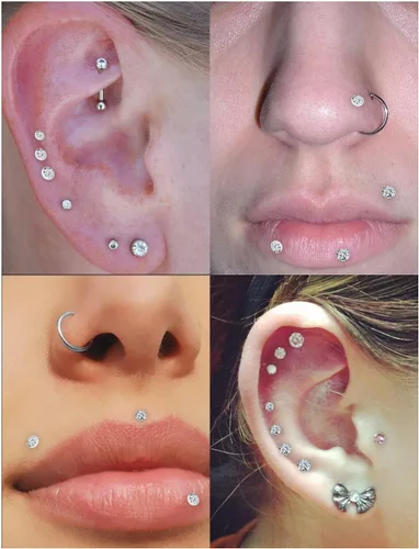 Miniatura 3 de Vsnnsns Anillos de labio de acero inoxidable 16G, joyería de labret Monroe, anillos de labios, cartílago de uñas, tragus, hélice, aretes de piercing
