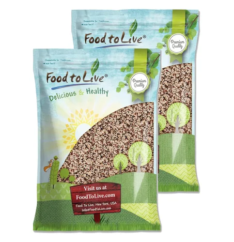 Miniatura 9 de Food to Live Grano de quinua tricolor, 6 libras, mezcla de semillas enteras blancas, negras y rojas. Prelavado y listo para cocinar. Un