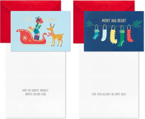 Miniatura 6 de Hallmark - Tarjetas de Navidad (6 tarjetas con sobres) Papá Noel conduciendo un auto rojo