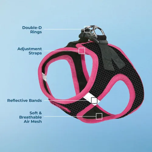 Miniatura 4 de Best Pet Supplies - Arnés de malla para todo clima/terciopelo, reflectante, sin tirón para perros pequeños y medianos, gatos - Se asegura con cierre