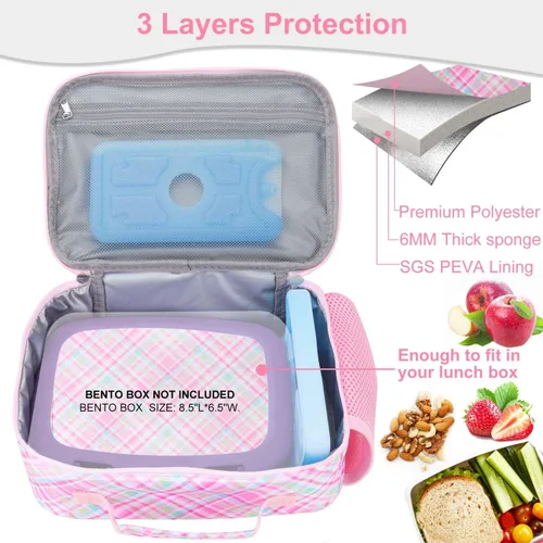 Miniatura 3 de RHCPFOVR Lonchera para niños – Lonchera aislada para niños y niñas, bolsa de almuerzo lavable y lonchera reutilizable para niños pequeños a prueba