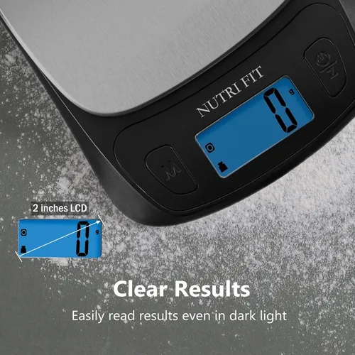 Miniatura 5 de NUTRI FIT Báscula de cocina ultra delgada, báscula digital de peso de alimentos para hornear cocinar en gramos y onzas, pantalla LCD retroiluminada