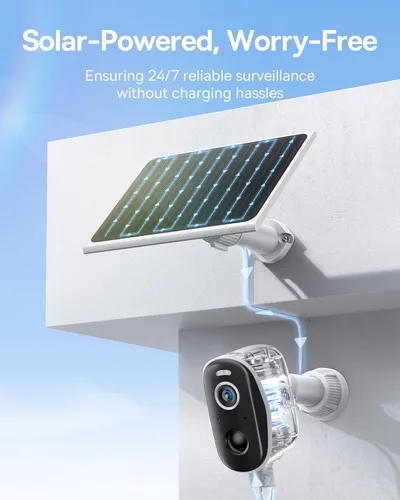 Miniatura 2 de Baseus Cámaras de seguridad solares inalámbricas para exteriores, kit de 2 cámaras N1 con panel solar 3W, cámara de visión nocturna a color 2K