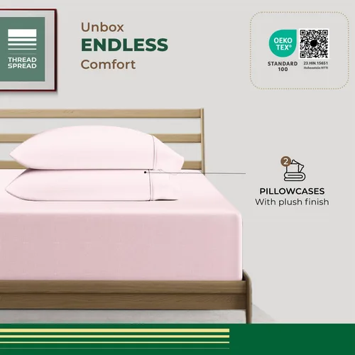 Miniatura 3 de THREAD SPREAD Juego de 2 fundas de almohada 100% de algodón orgánico tamaño reina/estándar - Funda de almohada de percal de algodón orgánico ultra