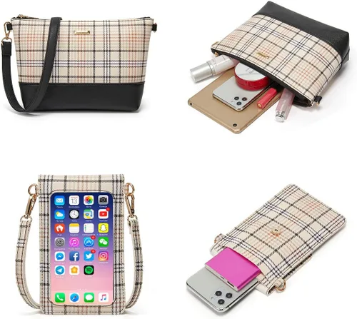 Miniatura 42 de Juego de 4 bolsas modernos para mujer de cuero sintético: bolso tote, bolso de hombro, bolso de mano y cartera.