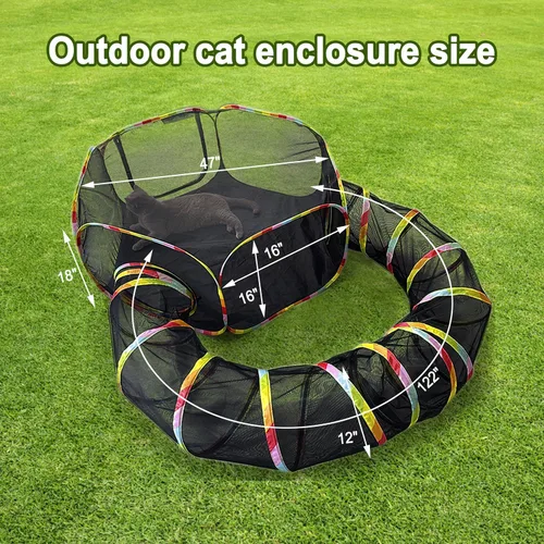 Miniatura 8 de CLKHOWL Recinto para gatos al aire libre, carpas portátiles para gatos para exteriores, sin jaula para exteriores, recinto para mascotas, túnel