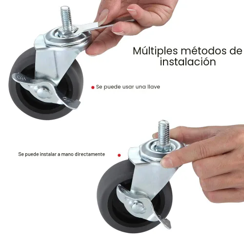 Miniatura 4 de Ruedas giratorias, juego de 4 ruedas giratorias de bloqueo de 3 pulgadas, 3/8-16 x 1 (diámetro del tornillo 3/8 pulgadas, longitud 1 pulgada)