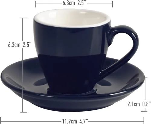 Miniatura 3 de Taza de café espresso de porcelana ionEgg con platillo, taza de espresso, 80ml/2.7Oz, azul profundo