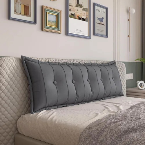 Miniatura 16 de VERCART Almohada grande para cabecero, almohadas de sofá cama, almohada de lectura, almohada de cabecera de cama, almohada de apoyo de Gris