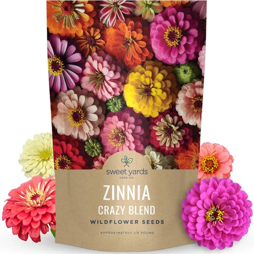 Miniatura 8 de Zinnia Crazy Blend - Paquete grande de 1 onza - 4,000 semillas de flores para plantar - Zinnia elegans