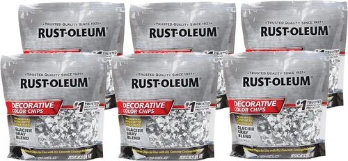 Rust-Oleum 312449-6PK Chips de color decorativos epoxyShield de mezcla gris glaciar, 1 libra, (paquete de 6)