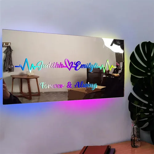 Miniatura 24 de Espejo de barra de nombre LED personalizado, letreros de neón iluminados para decoración de pared para bar en casa, día de San Valentín y regalos