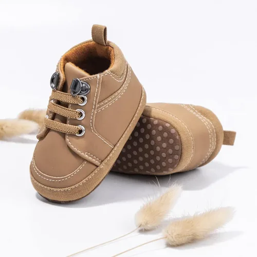 Miniatura 4 de Babelvit Zapatillas de lona con suela suave para bebé y niña, con cordones y cordones para bebé, botas unisex jasta el tobillo recién nacidos