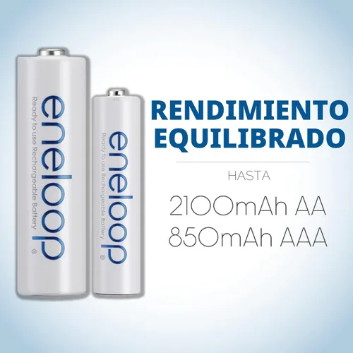 Miniatura 3 de Eneloop Panasonic BK-3MCCA4BA pilas recargables AA de 2100 ciclos Ni-MH, precargadas, paquete de 4