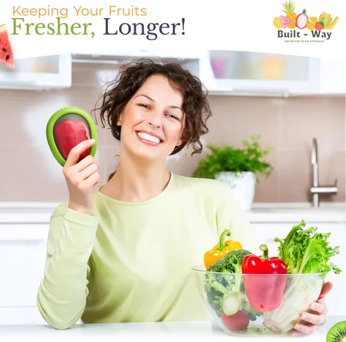 Miniatura 6 de Contenedores de almacenamiento de frutas para nevera, juego de 4, tapa hermética que se mantiene fresca, para almacenamiento de frutas y verduras