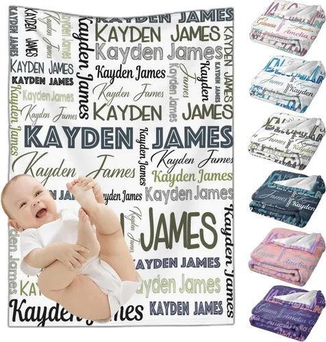 Miniatura 14 de Mantas de bebé personalizadas para niñas y niños, mantas de bebé personalizadas con nombre para niños y niñas, regalos personalizados para bebés