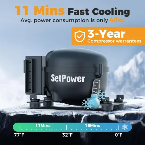 Miniatura 3 de Setpower Refrigerador AB15 de 12 voltios, enfriador eléctrico de 16 cuartos de galón (15 litros), refrigerador portátil para automóvil, refrigerador